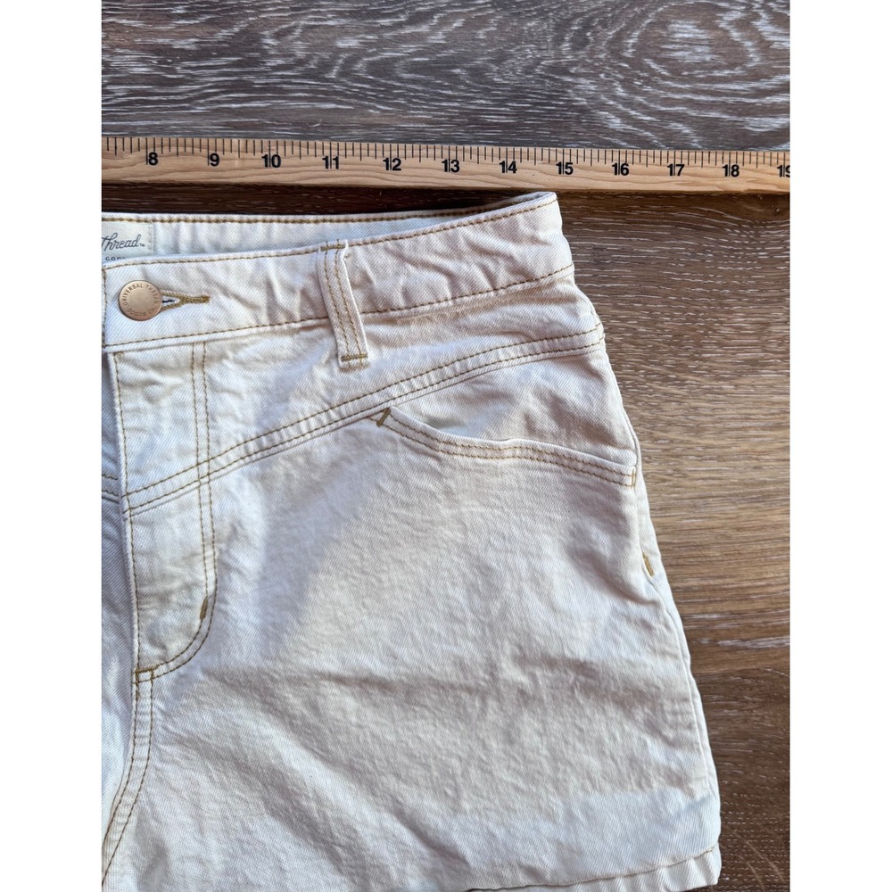 Universal Thread  Midi Denim Shorts Cream Off White High Rise Women 10/30R - Picture 2 of 9